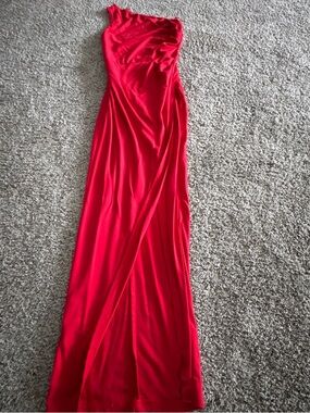 Elegant One-Shoulder Red Evening Dress